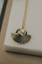 Load image into Gallery viewer, 14k gold plated rt deco design moonstone necklace
