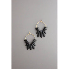 Load image into Gallery viewer, Black Glass Hoop Earrings
