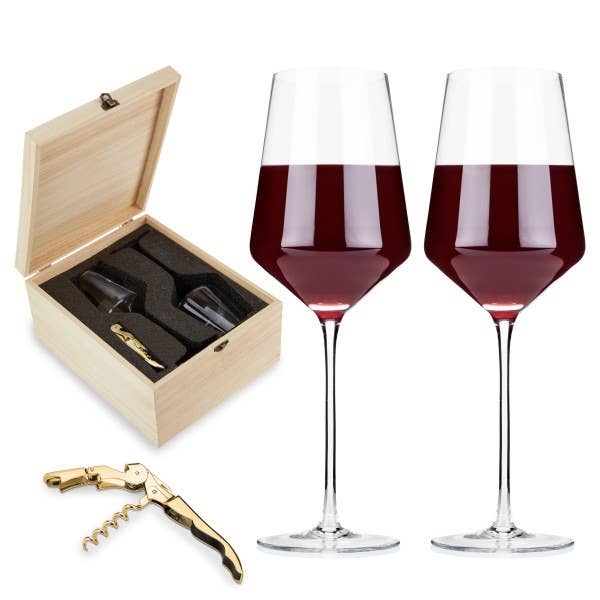 Wine Glasses and Corkscrew Gift Box