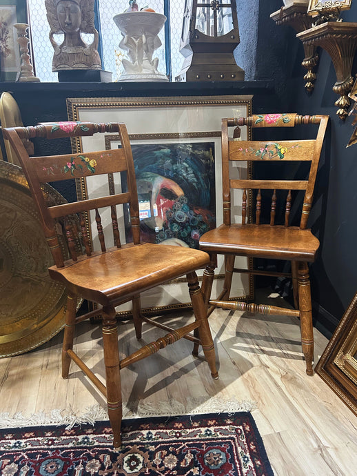 vintage hand painted chairs - set of 2 