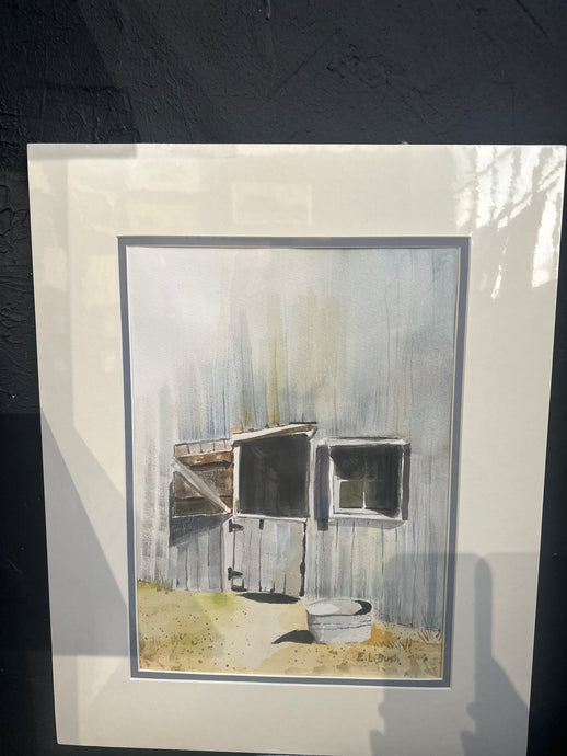 Handpainted Watercolor of a Vintage Barn by E.L. Bush