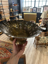 Load image into Gallery viewer, Vintage Footed Brass Vessel with Cutouts
