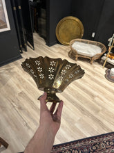 Load image into Gallery viewer, Vintage Footed Brass Vessel with Cutouts
