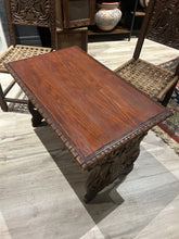 Load image into Gallery viewer, Solid Wood Small Vintage Table with Intricate Hand-Carvings
