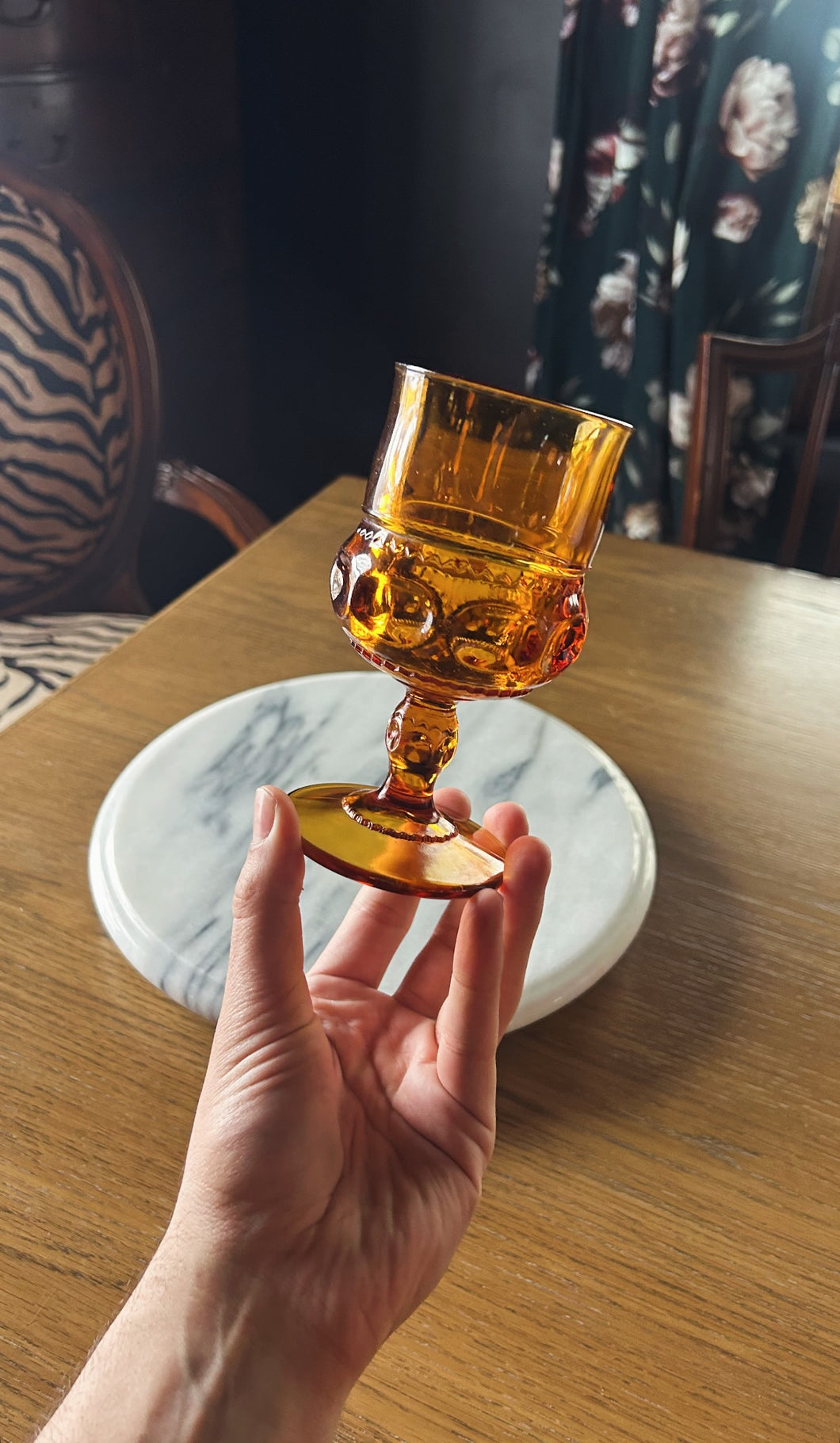 vintage amber goblets set of 5