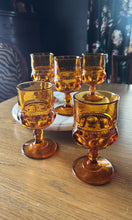 Load image into Gallery viewer, Vintage Amber Thumbprint Goblets (Set of 5)
