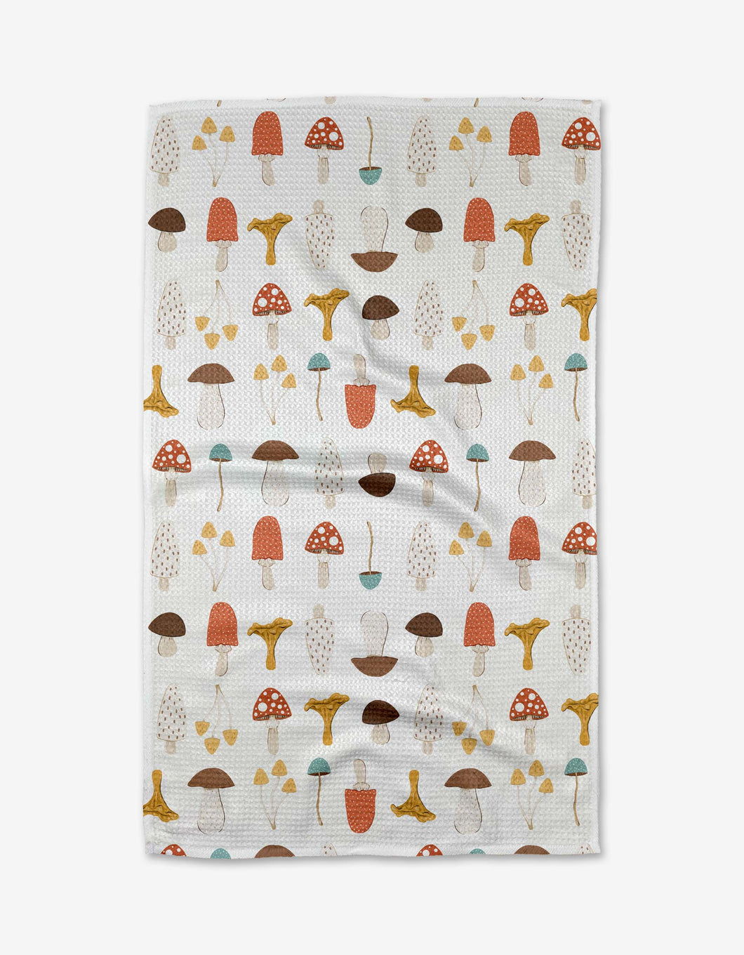 Multi colored mushroom patterned kitchen tea towel