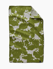 Load image into Gallery viewer, pea green and white floral on the front and back kitchen tea towel
