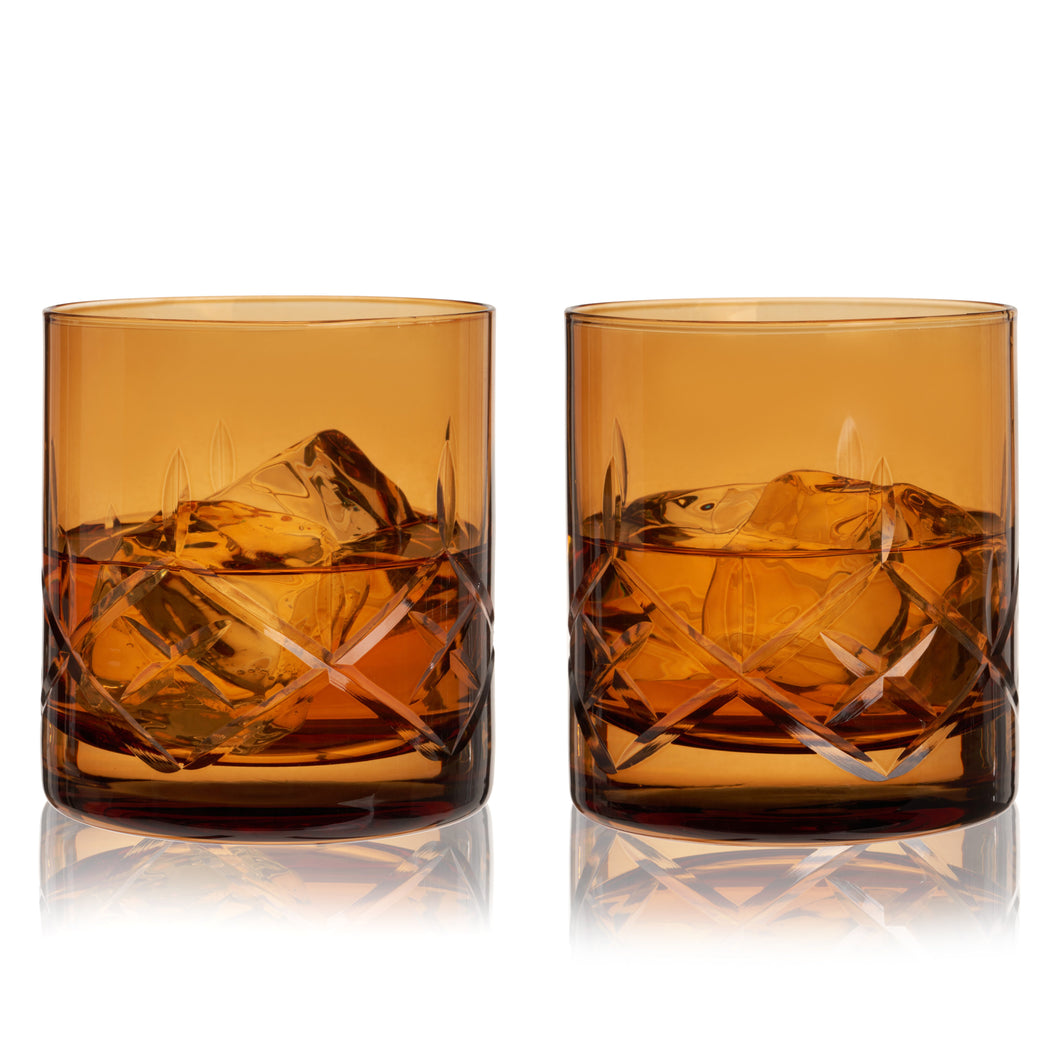 Warm Amber Crystal Cocktail Classes - Set of 2 