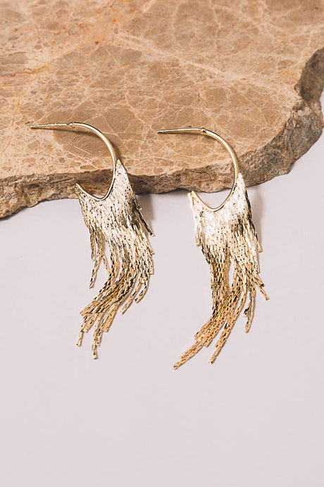 Fringe chain hoop earrings. Hangs 3